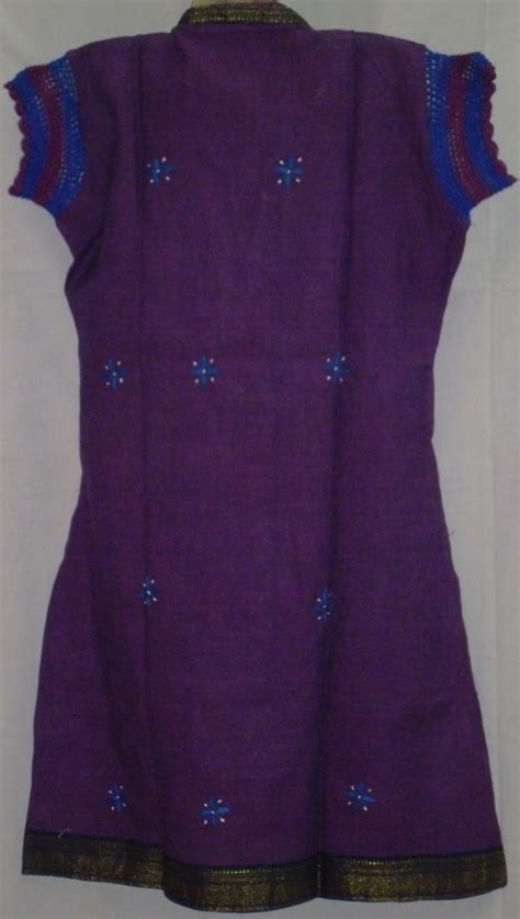 Sai Chikan South Cotton Dark Purple Kurti With Kiroshia Sleeves