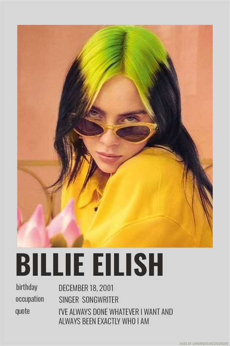 Billie Eilish Póster De Tipografía Portadas De Discos Póster De Música