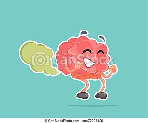 Brain Fart Vector Cartoon Illustration Cute Mascot Failing At