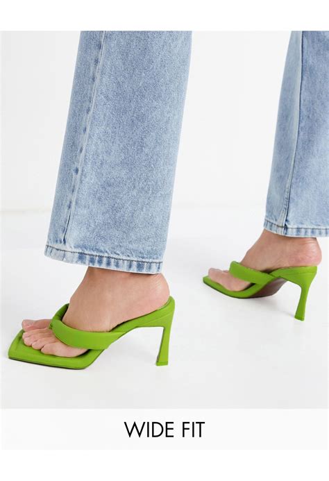 Asos Wide Fit Haven Padded Toe Thong Heeled Sandals In Green Lyst