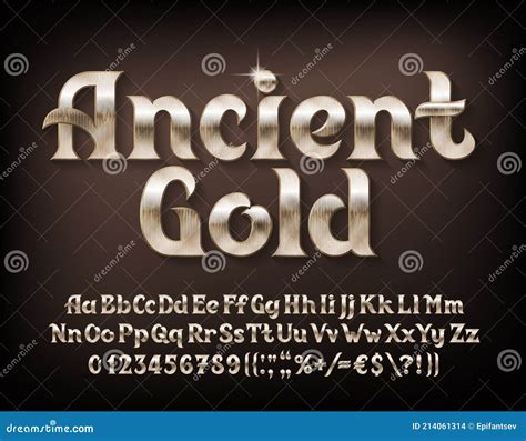 Ancient Gold Alphabet Font Beveled Golden Letters Numbers And