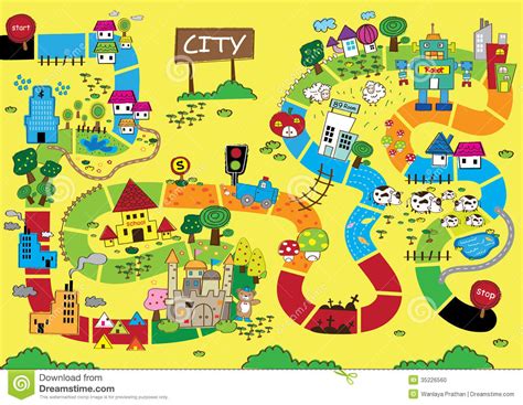 Catoon Map Of City Stock Vector Illustration Of Animal