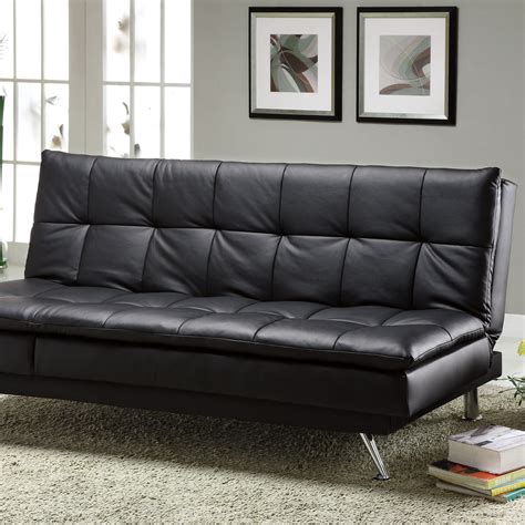 Latitude Run Black Faux Leather Sleeper Sofa And Reviews Wayfair