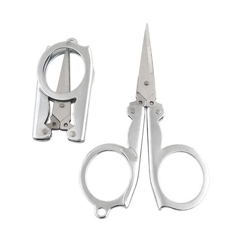 portable folding stainless steel scissors mini folding scissors travel scissors color silver in