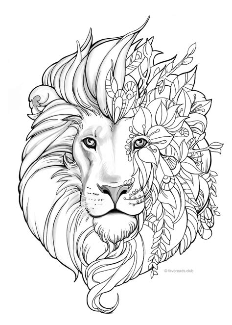 Fantasy Lion Printable Adult Coloring Page From Favoreads