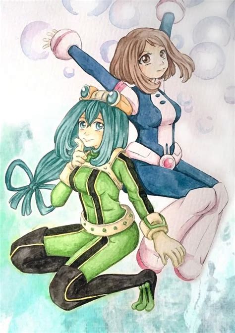 My Hero Academia Ochaco Uraraka And Tsuyu Asui A5 Print Etsy Anime