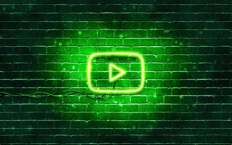 Download Wallpapers Youtube Green Logo 4k Green Brickwall Youtube