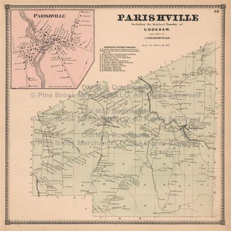 Parishville New York Old Map Beers 1865 Digital Image Scan Download Printable Old Map