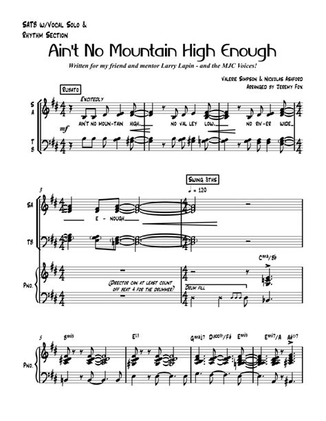 Ain T No Mountain High Enough Arr Jeremy Fox Sheet Music Diana Ross Choir
