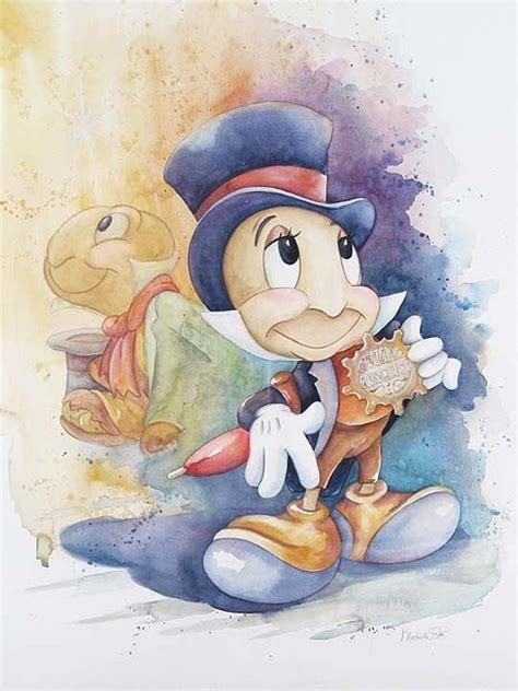 Jiminy Cricket Watercolor Disney Fine Art Disney Art Disney