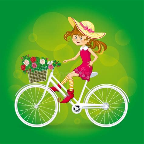 Cute Girl On A Bike Stock Illustration Illustration Of Summer 121404443