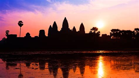 Sunrise At Angkor Wat Temple Departing From Siem Reap