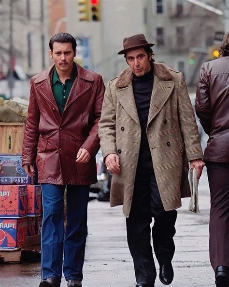 Johnny Depp And Al Pacino On Set Of Donnie Brasco Donnie Brasco Johnny Depp Al Pacino