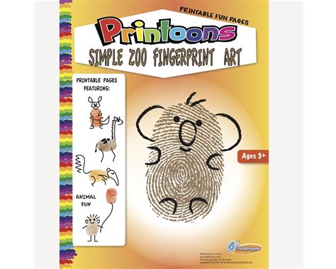Zoo Thumbprint Art Mural Animal Fingerprint Art Digital Download Kit