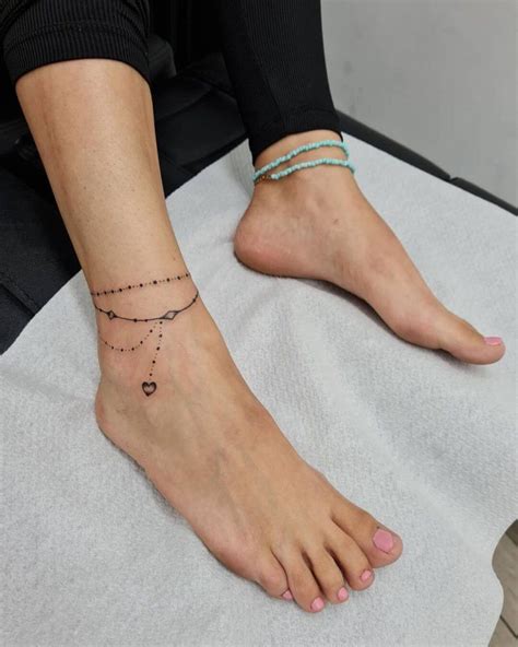 Charm Anklet Tattoo Chain Tattoo Tattoo Bracelet Foot Tattoos For