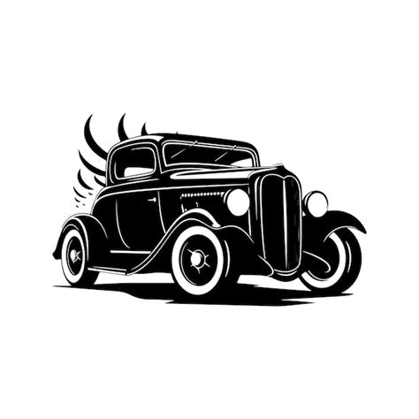 Premium Vector Hot Rod Car Vintage Logo Line Art Concept Black And