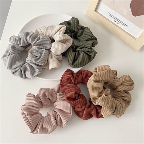 Morandi Color Temperament Girl Knitting Color Large Intestine Hair Circle Korean Version Simple