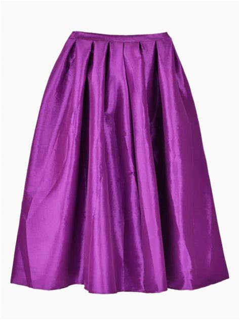 Purple Flare Pleated Midi Skirt Sheinsheinside