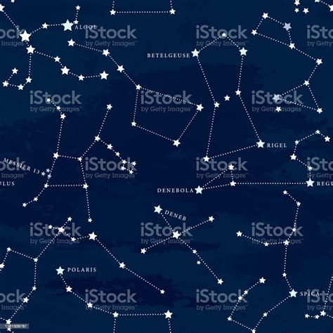 Seamless Astronomical Constellation Night Sky Pattern Stock