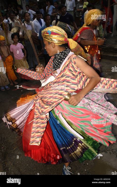 Dancer At The Gai Jatra Festival Kathmandu Nepal Stock Photo Alamy