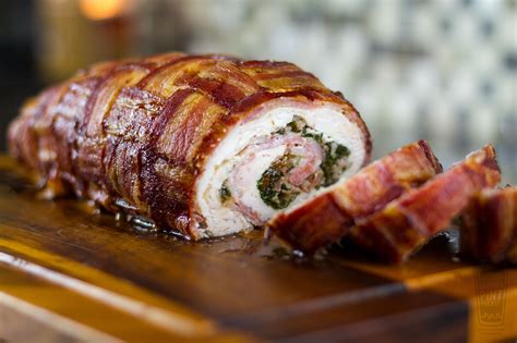 Grate cheddar cheese over casserole. Pancetta Wrapped Stuffed Chicken Rolls with Garlic Infused ...