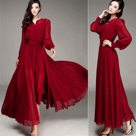 Red Maxi Dress With Sleeves Uk