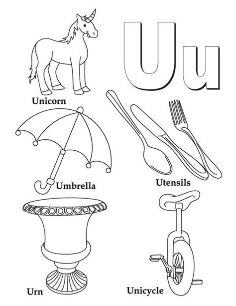 Each compound word is represented with a picture and students need to find the matching word cards to make the compound word. Preschool Kids Learn Words From Letter U Coloring Page : Bulk Color ...