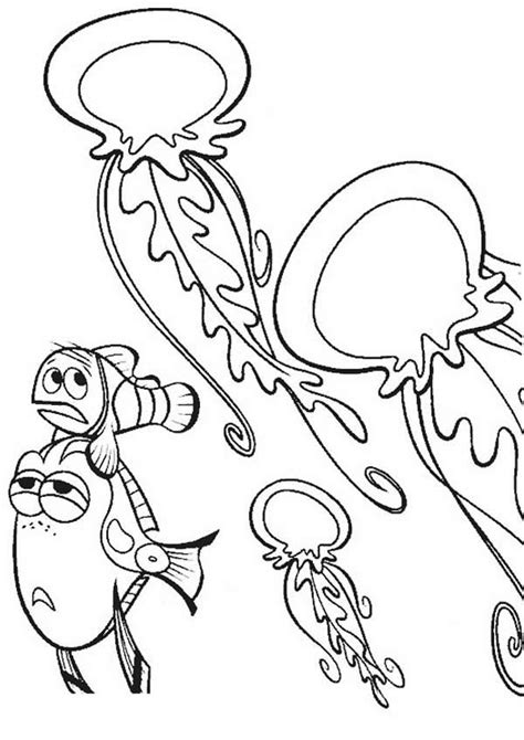Coloring book or page cartoon illustration for children. Nemo And Jellyfish Coloring Page - Download & Print Online ...