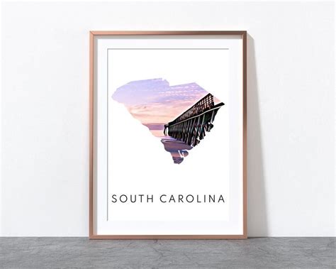 South Carolina Art South Carolina Print South Carolina Map Etsy In