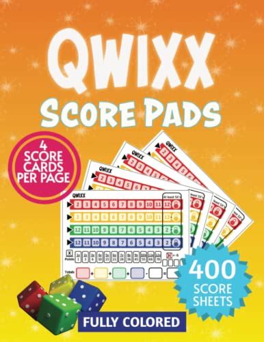 Qwixx Score Pads Large Format Qwixx Dice Game Colored Score Sheets For