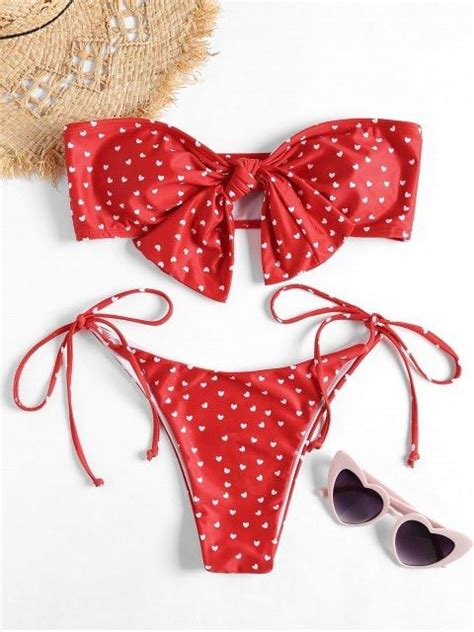 bandeau heart bowknot bikini set bikini set bikinis swimwear