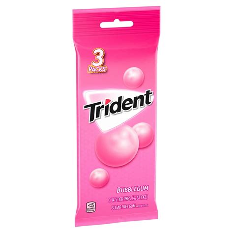Trident Bubblegum Sugar Free Gum With Xylitol 14 Count 3 Pack