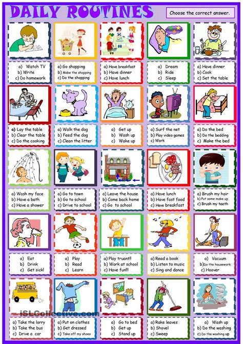Daily Routines New Multiple Choice Activity Daily Routine English
