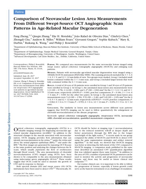 Pdf Comparison Of Neovascular Lesion Area Measurements From Different