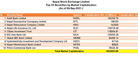 Top 10 Companies Of Nepal By Market Capitalization