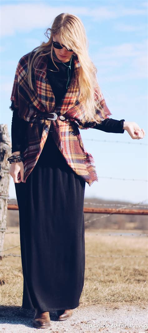Fashioned For Living Long Sleeve Maxi Dress Outfit With Cowboy Boots