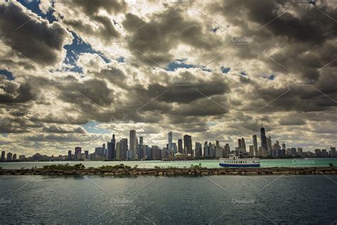 Chicago Skyline Containing Lake Michigan Chicago And Skyline High