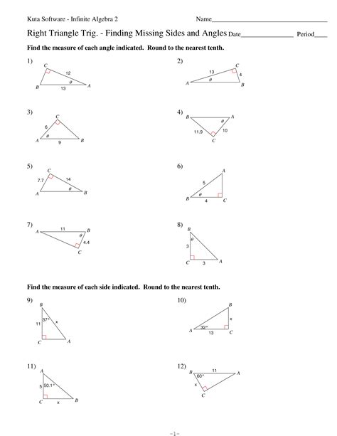 To find all trigonometric ratios from the given right triangle, first we have to name the sides as hypotenuse side, opposite side and adjacent side. 15 Best Images of Kuta Algebra I Worksheets - Pre-Algebra ...