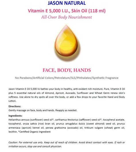 Vitamin e oil acts as an antioxidant (prevents free radical damage that leads to premature aging) and acts synergistically with other vitamins and minerals. Pure Natural Vitamin E Oil 5000IU for Face/Body/Hands ...