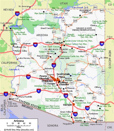 Arizona Geographical Facts Arizona Map Tucson Map Arizona State Map