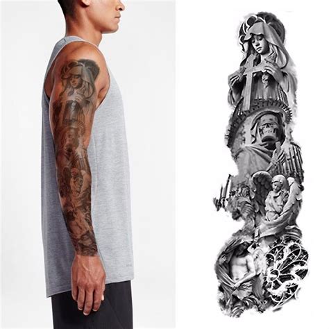 1pcs Christian Jesus Full Flower Arm Temporary Tattoo Sticker Body