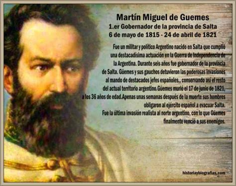 Güemes was born in salta into a wealthy family. Biografia de Martin de Guemes Defensa de las Fronteras del ...