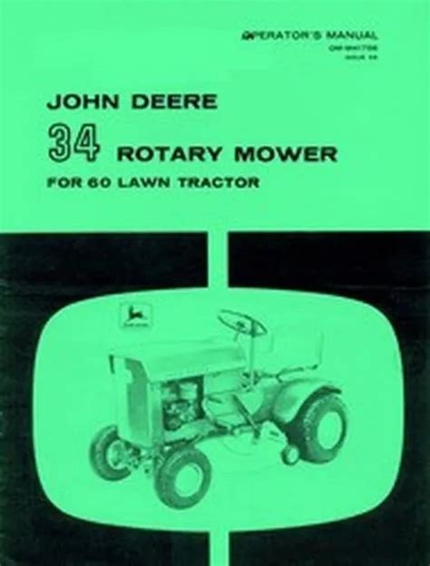 John Deere 34 Rotary Mower For 60 Lawn Tractor Operators Manual Jd 8