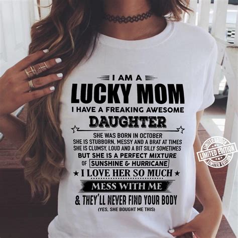 I Am A Lucky Mom I Have A Freaking Awesome Daughter Shirt