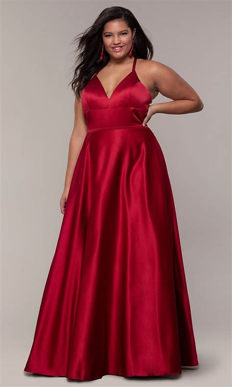 A Line Satin Plus Size Prom Dress With Corset In 2020 Plus Size Prom