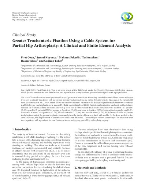 Pdf Greater Trochanteric Fixation Using A Cable System For Partial
