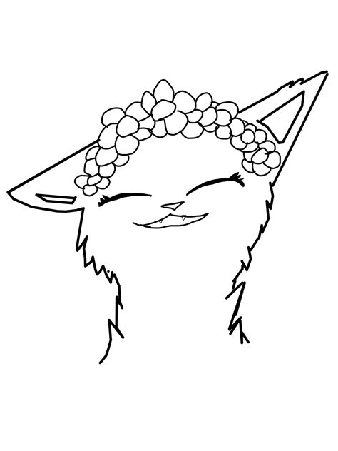 Lineart Flower Crown Cat Female Version By Fab Cats