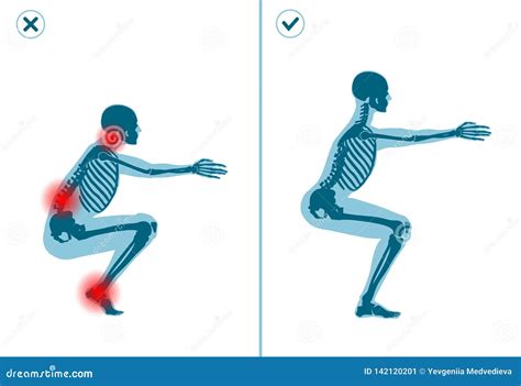 Wrong And Correct Air Squat Exercise Right Execution Technique Of