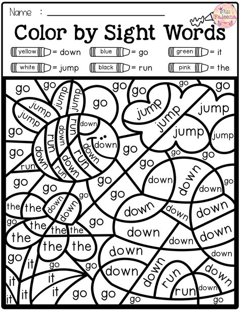 Spring Color By Code Sight Words Pre Primer Sight Word Coloring
