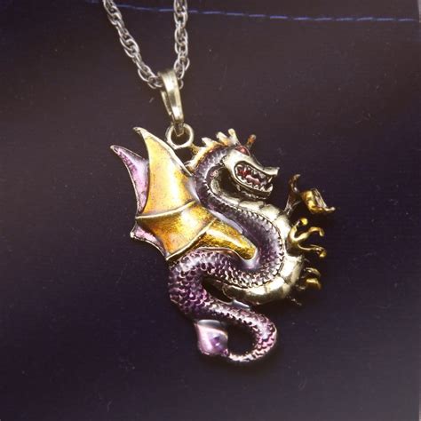 Handmade Crystal Dragon Pendant Necklace Silver Plated Jewelry Women